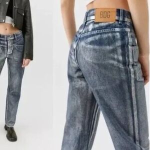 BDG Women's metallic Blue and silver cowboy Jeans